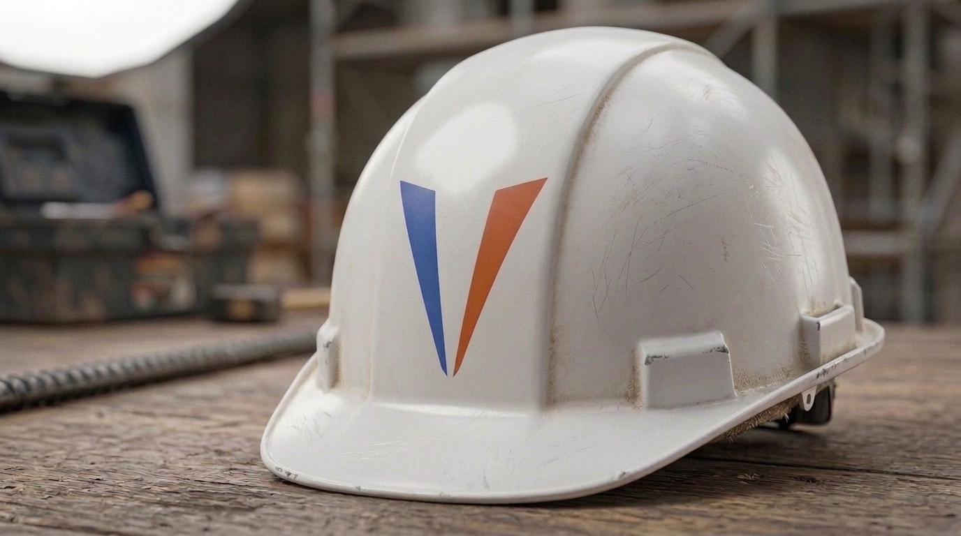 Vertallax hard hat on the jobsite